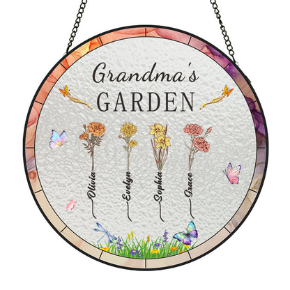 Sunlight Catcher Glass Ornament Gift - Grandma's Garden December Flower Names