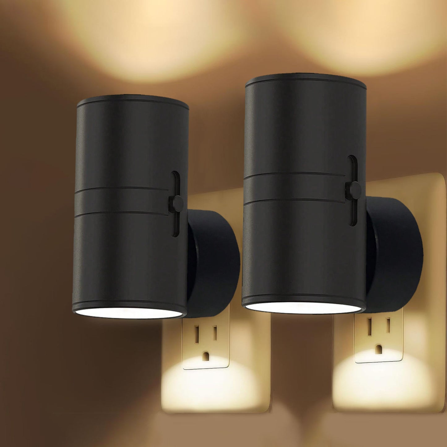 Cylinder LED Night Light, 0-100% Brightness Adjustable, Twilight to Dawn Sensor Indoor Lighting Decorative Lamp
